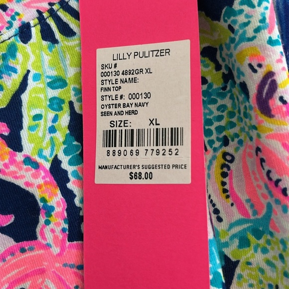 Lilly Pulitzer Finn top oyster Bay navy seen and heard size extra large - Picture 4 of 4